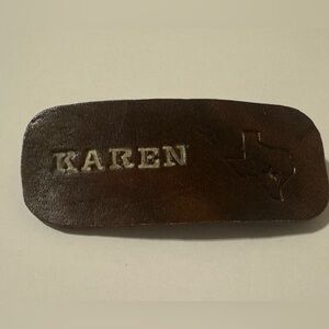 Barrette. “Karen” and Texas Image. Approx. 4”x 1.5”